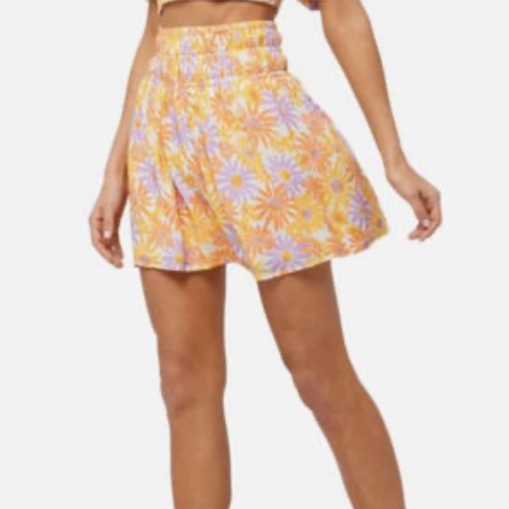NWT L*Space Floral Mini Skirt in Orange and Purple